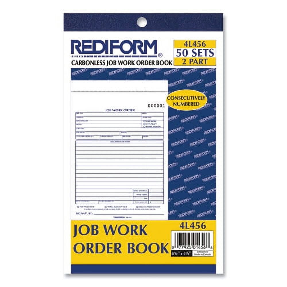 "Job Work Order Book, Two-Part Carbonless, 5.5 X 8.5, 1/page, 50 Forms | Bundle of 2 Each"