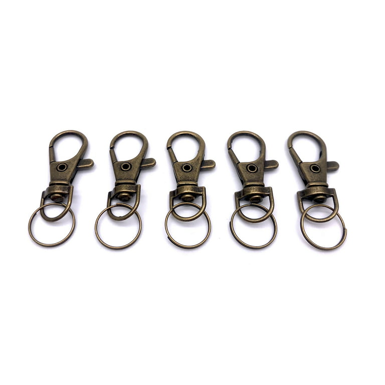 50 Pack Metal Swivel Lobster Claw Clasp Lanyard Snap Hook 1.25” x 0.5” with  50 Key Rings - Jewelry Findings Or Sewing Projects 
