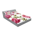 thumbnail image 2 of Ambesonne Floral Fitted Sheet & Pillow Sham Set, Spring Buds Vivid Tones, Queen, Olive Green Magenta, 2 of 2