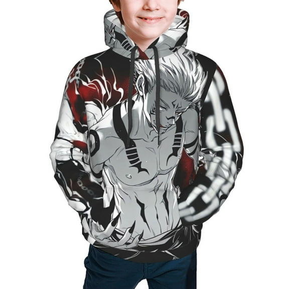 Jujutsu Kaisen Ryomen Sukuna Kids' Hoodie 3d Print Sweatshirt Soft Pullover Hooded With Big Pockets For Boys Or Girls Small
