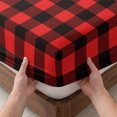 thumbnail image 3 of Twin XL Size Fitted Sheet Set - Black Red Plaid 2 Piece Bedding Sets 16" Deep Pocket Fitted Sheet with 1 Pillowcases, Vintage Rustic Buffalo Checked Gingham Brushed Microfiber Hotel Luxury Bed Sheets, 3 of 9