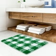 thumbnail image 3 of PiccoCasa Microfiber Plaid Pattern Bathroom Rugs Soft 20''x30'' Green and White, 3 of 7