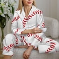 thumbnail image 6 of Haiem Baseballs Pattern Women’s Long-sleeve Sleepwear,Sleepwear Set,2-piece Loungewear Set,Soft PJs Comfy Nightwear with Pockets-Medium, 6 of 7