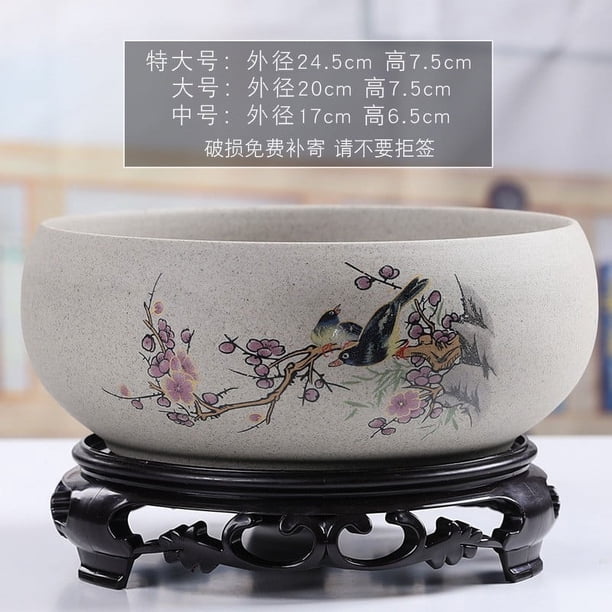 Maceta de Cerámica con Soporte para Flores | Maceta Hidropónica para Bonsái de Interior y Exterior | Maceta Decorativa de Estilo Chino para Oficina, Jardín, Balcón, Hogar