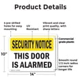 thumbnail image 2 of (2 Pack) This Door Is Alarmed OSHA Security Notice Sign 14 Inch X 10 Inch Plastic Sign, Weather Resistant, UV Protected for Workplace, Business, and Construction Site, Made in the USA, 2 of 8