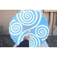 thumbnail image 2 of D13411 32" Paper Parasol Sky Blue Spiral Pattern Japanese Style Umbrella w/ Wood Handle, 2 of 4