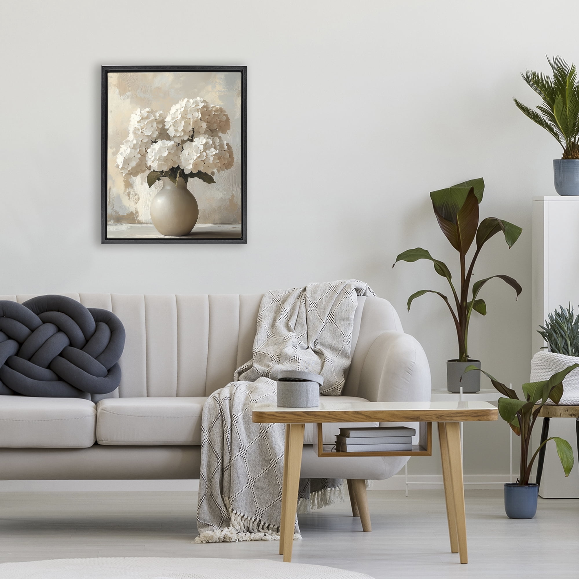 Stupell Industries Vase of Hydrangeas in Bloom Black Framed Floater Canvas Wall Art, design by LSR Design Studio