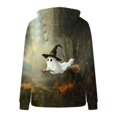 thumbnail image 5 of Frostluinai Womens Hoodie with Pocket Halloween Flannel Fleece Hooded Sweatshirt Spooky Season Ghosts Print Pullover Long Sleeve Warm Hoodies S-XXL, 5 of 6