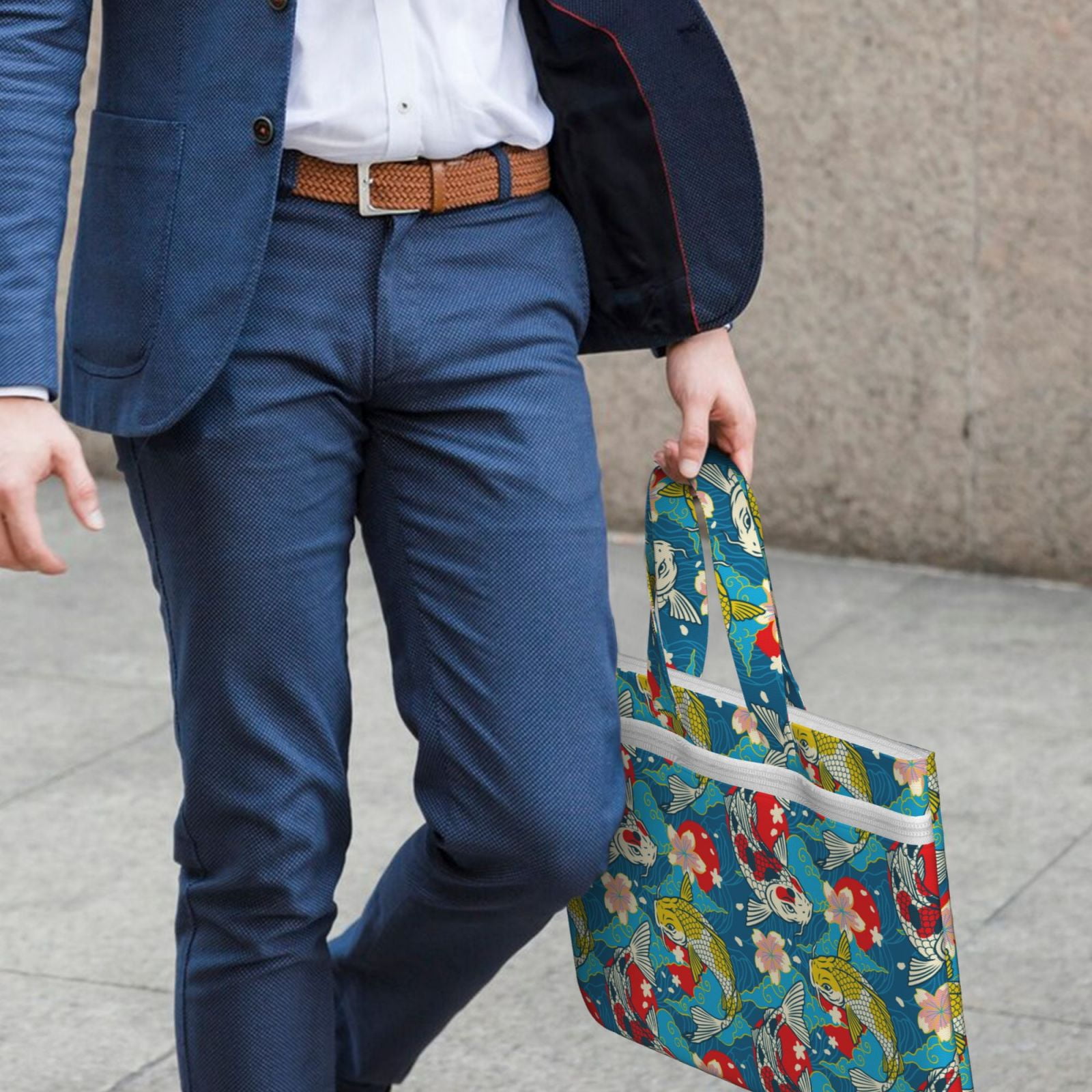 Kdxio Japanese Koi File Tote Document Bag Business Briefcase Bag Document Organizer Tote Briefcase for Letter A4 Files Business Teacher Office Bag