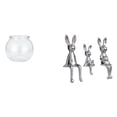 thumbnail image 1 of Acuario de escritorio,Pecera pequeña transparente,pecera,jarrón,mesa,Escultura de figura,Estatua sentada Figura Escultura Adorno,Estatuas de conejos en miniatura para decoración de interiores, 1 of 8