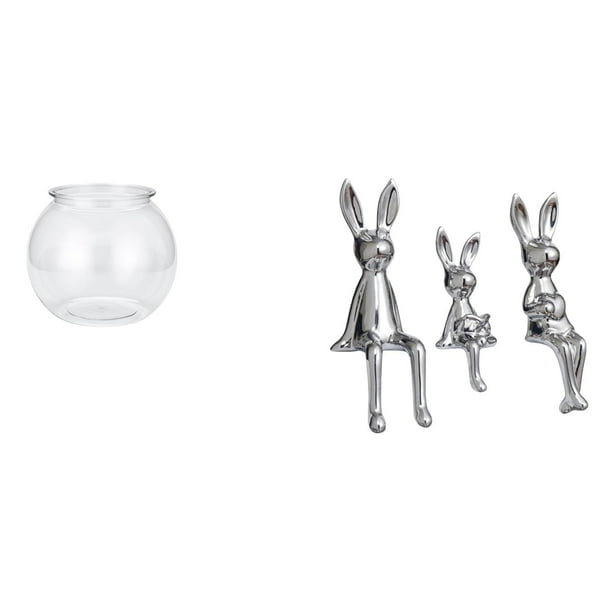 Acuario de escritorio,Pecera pequeña transparente,pecera,jarrón,mesa,Escultura de figura,Estatua sentada Figura Escultura Adorno,Estatuas de conejos en miniatura para decoración de interiores