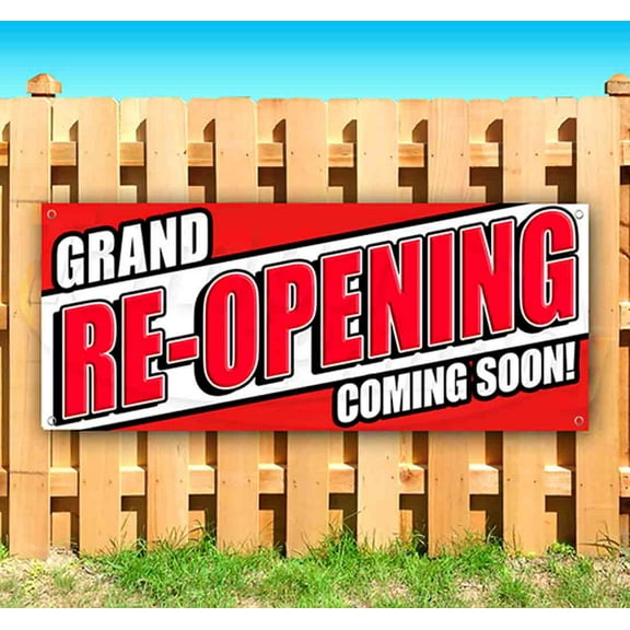 Grand Re-Opening Coming Soon! 13 oz Vinyl Banner With Metal Grommets