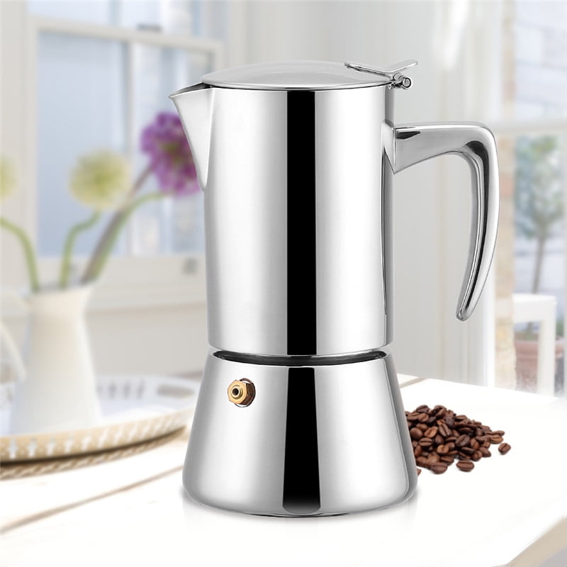 Moka Pot Espresso Maker Stainless Steel And Heatproof Handle Espresso