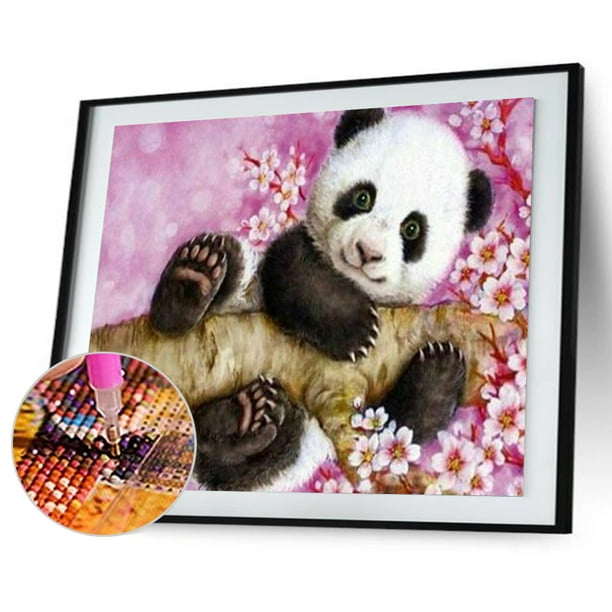 Cuadros Decorativos Diamante pintura Panda completo redondo taladro imagen de diamantes de imitación DIY dibujo Kit Ehuebsd embutido en tela