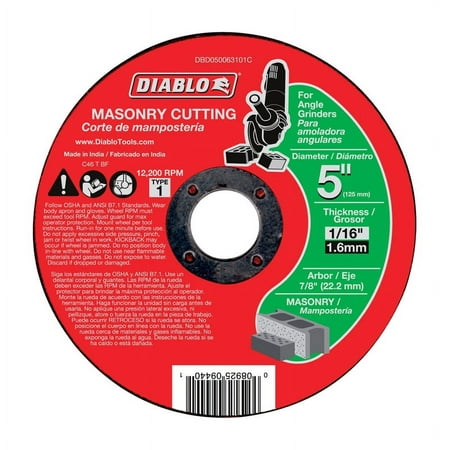 UPC: 0008925094401 | Diablo 5 in. Dia. x 7/8 in. Aluminum Oxide Masonry Cut-Off Disc 1 pk
