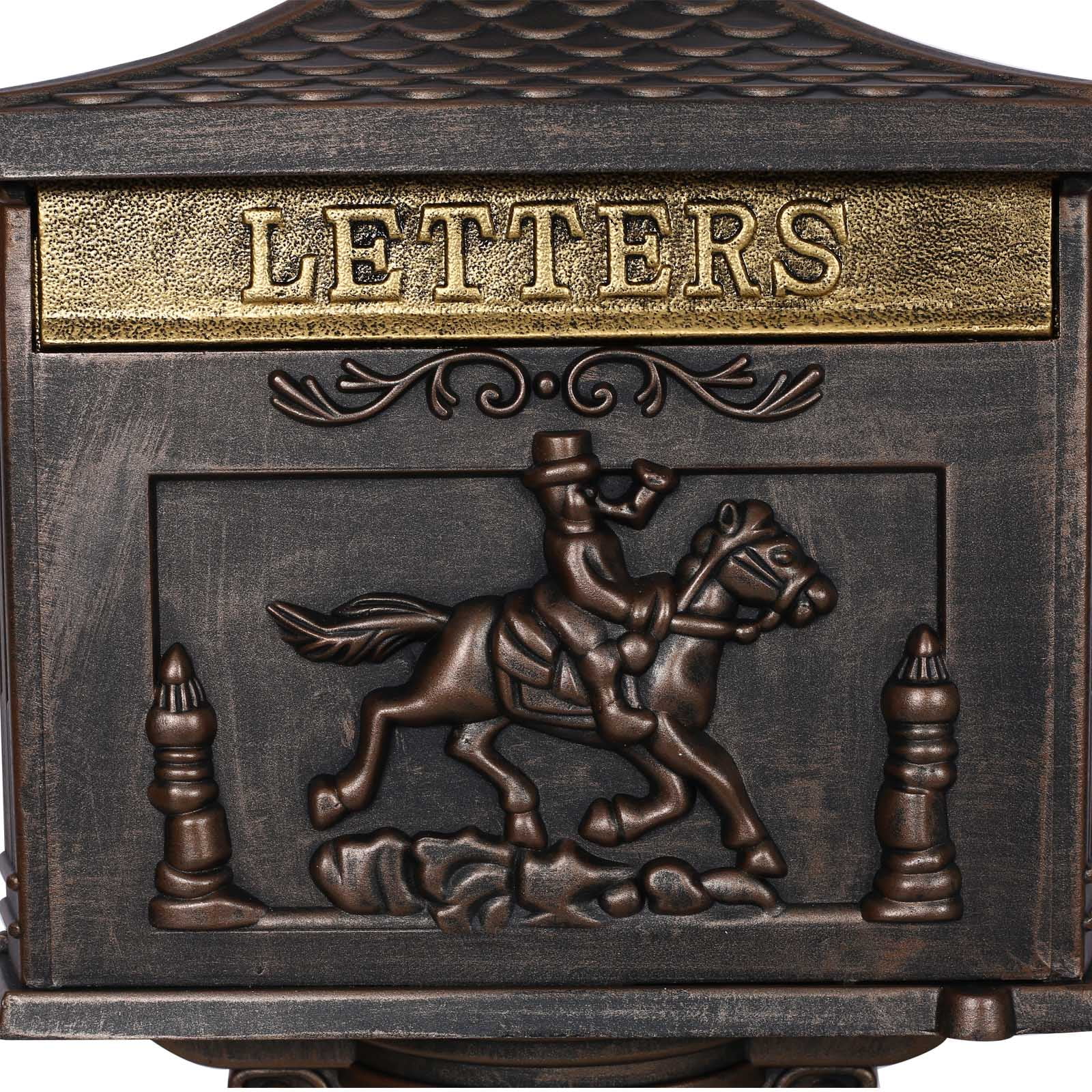 BARONAGE Cast Aluminum Mail Box, Postal Box , Mailbox and Post Kit，Mailbox Color Bronze
