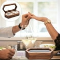 thumbnail image 5 of Wooden Ring Holder Jewelry Storage With Transparent Lid Two Slots Walnut Wedding Ring Container For Couples Portable Couple Rings Holder For Wedding Occasion Home Textile Storage, 5 of 7