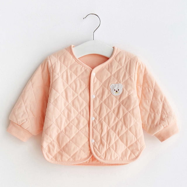 Baby Girls Winter Coat Solid Color Cartoon Printed Lightweight Coat Zipper Windproof Outwear Jacket Spring Fall Winter Jacket 3-6 Months Kids Clothes