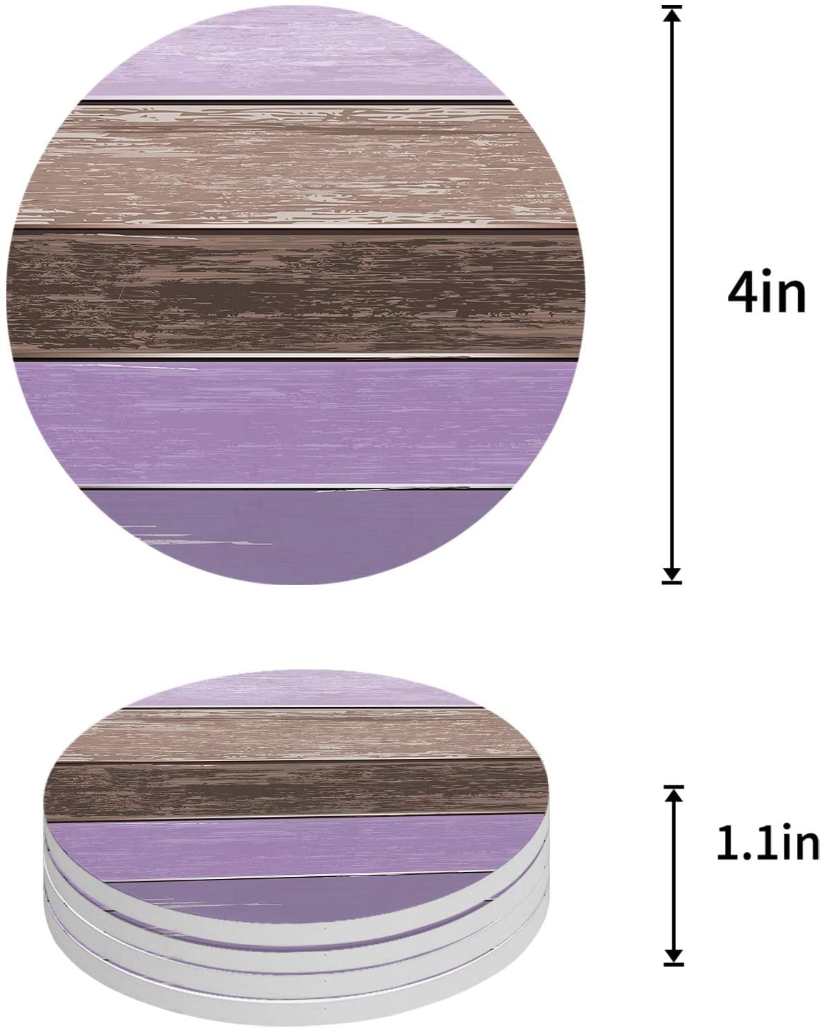 Sottobicchiere personalizzato, Legno, Set of Six, Round Coaster