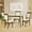 Medium Brown (Beige Cushion), variant on Wooden 5 Piece Dining Table Set, 4 Classic Style Solid Wood Ronda Upholstered Chairs w Palmer Rectangular Dining Table, Kitchen Set for four, Living Room Set, Medium Brown Color
