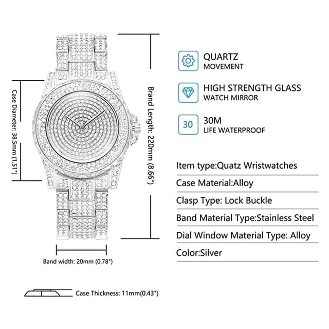 Pisexur Electrónica para Hombres Damas Reloj de Diamantes de Imitación Gypsophila Diamante Correa de Acero Pulsera Aleación Cuarzo Reloj de Damas Electrónica para Niños, Organizador de Electrónica