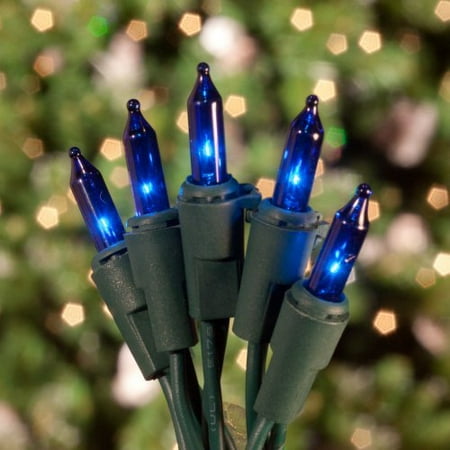 Commercial 100 ct. Blue Mini Lights with Green Wire 6 in. Spacing (Case)