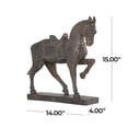 thumbnail image 6 of 14" x 15" Brown Polystone Prancing Horse Sculpture, by DecMode, 6 of 18