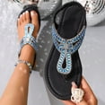 thumbnail image 5 of Summer Sandals for Women 2025 Boho Open Toe Elastic Strap Rhinestone Thong Flats Flips Flops Summer Casual Women Beach Fashion Shoes, 5 of 5