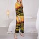 thumbnail image 3 of Balery Oil Painting Style Pasture Cow Conjunto de Pijama con Estampado para Mujer, Conjunto de Dos Piezas con Manga Larga, Ropa de Dormir Suave con Bolsillos, Pijamas Cómodos-X-Large, 3 of 7