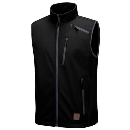 Little Donkey Andy Men's Lightweight Fleece lined Softshell Vest Windproof Sleeveless Jacket for Hiking Travel Golf Black S