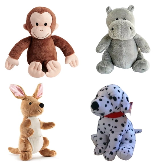 wed Kangaroo Curious George Dalmatian & Hippo 4 ’s Plush Set Stuffed Animals 12”