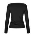 thumbnail image 4 of Women's Solid Color V Neck Asymmetrical Three Button Sexy Slim Fit Long Sleeve Top, 4 of 5