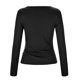 thumbnail image 4 of Top asimétrico con cuello en V y tres botones, manga larga, sexy y ajustado, blusa informal para mujer, 4 of 7