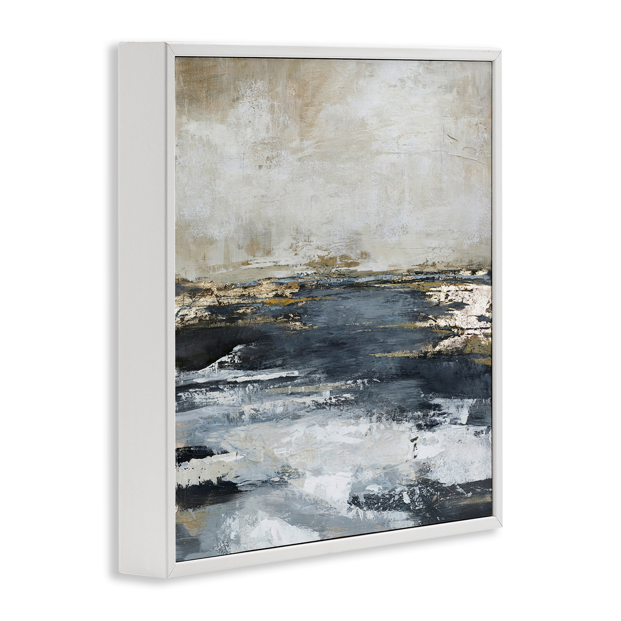 Stupell Industries Rustic Stormy Sea Abstract Painting White Framed Art Print Wall Art, 24 x 24