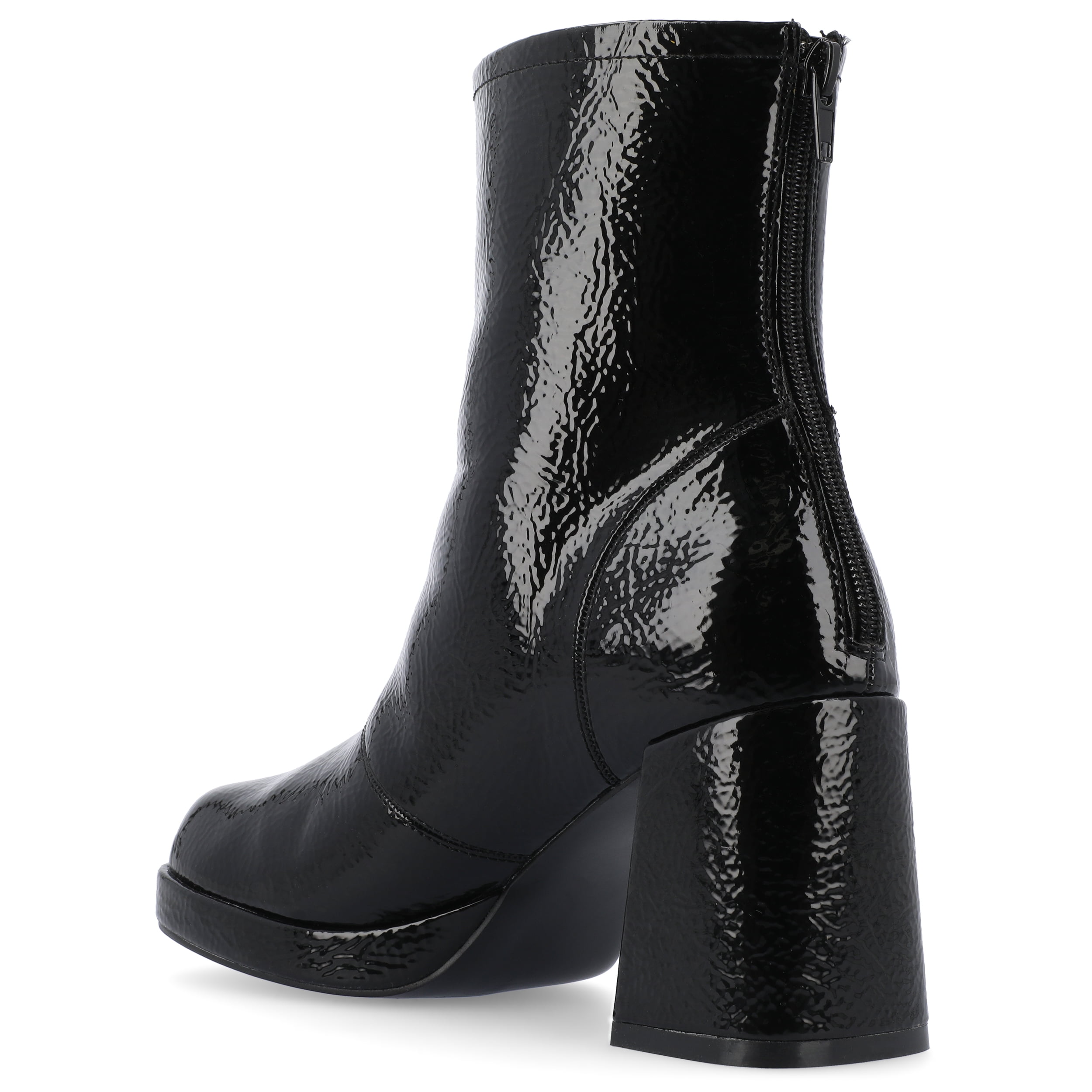 Journee Womens Aylani Crinkle Patent Vegan Leather Platform Booties