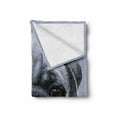 thumbnail image 2 of Pug Soft Flannel Fleece Throw Blanket, Realistic Style Detailed Young Dog Giant Eyes Pure Breed Pet Blue Backdrop, Cozy Plush for Indoor and Outdoor Use, 60" x 80", Slate Blue, by Ambesonne, 2 of 6