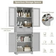 thumbnail image 6 of Homfa 4 Doors Bathroom Cabinet, 3-Tier Wood Tall Linen Storage Cabinet with 2 Drawers for Living Room, Gray, 6 of 9