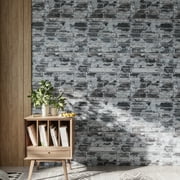 VEELIKE 15.7''x118'' Grey Brick Wallpaper Peel and Stick 3D Brick Stone Textured Wallpaper Self Adhesive Removable Contact Paper Waterproof Rustic Brick Mural for Bedroom Walls Backsplash