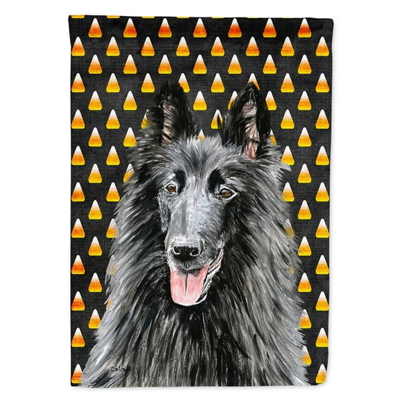 Carolines Treasures SC9196-FLAG-PARENT Belgian Sheepdog Candy Corn Halloween Portrait Flag  multicolor