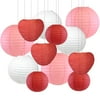 Just Artifacts Decorative Valentines Day Round Chinese Paper Lanterns 12pcs Assorted Sizes & Colors (Sweet Kiss)