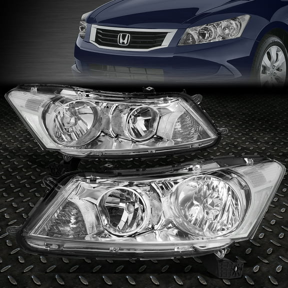 Nuvision for 08-12 Honda Accord Sedan Chrome Housing Clear Corner Headlight Head Lamps