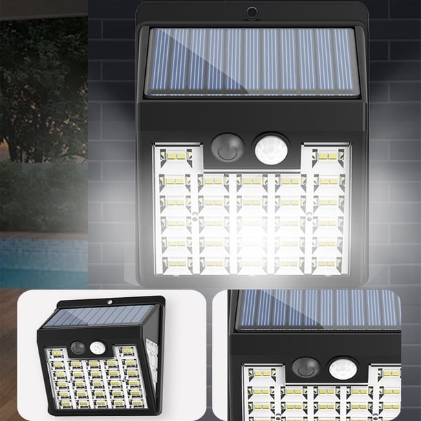 Farola solar IP65 para exteriores, con sensor de movimiento, ideal para estacionamientos y entradas de vehículos.