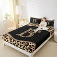 thumbnail image 4 of Homewish Cartoon Monogrammed B Twin Sheet Sets for Teens, Leopard Cheetah Print Twin Fitted Sheet, Modern Fashion Flat Sheet, Ultra Soft Bedroom Decor, 3 Pieces, 4 of 7