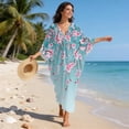thumbnail image 3 of Xoenoiee Blue Cherry Blossom Print Kaftan Dresses for Women, V Neck Moo Moos Cover Up Caftan Batwing Sleeve Beach Dresses for Swimwear Loungewear, 3 of 7