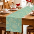 thumbnail image 5 of Ocean Conch Shell Table Runner 72 Inches, Coastal Seahorse Coral Bows Vintage Aqua Bed Runner Dresser Scarves Tabletop for Indoor Outdoor Parties/Ceremony/Banquet, 14" x 72", 5 of 9