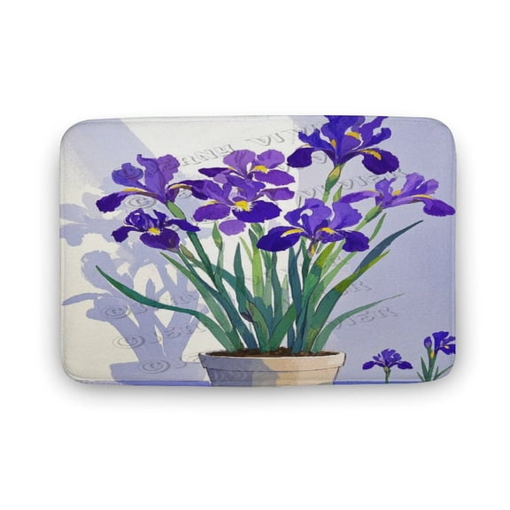Purple Iris Bath Mat - Absorbent Non-Slip Bathroom Rug, 20" x 32"