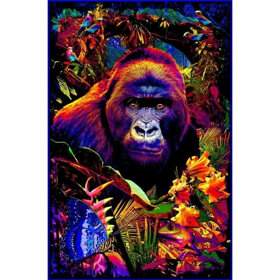 Gorilla Encounter Non-Flocked Blacklight Poster 24" x 36"