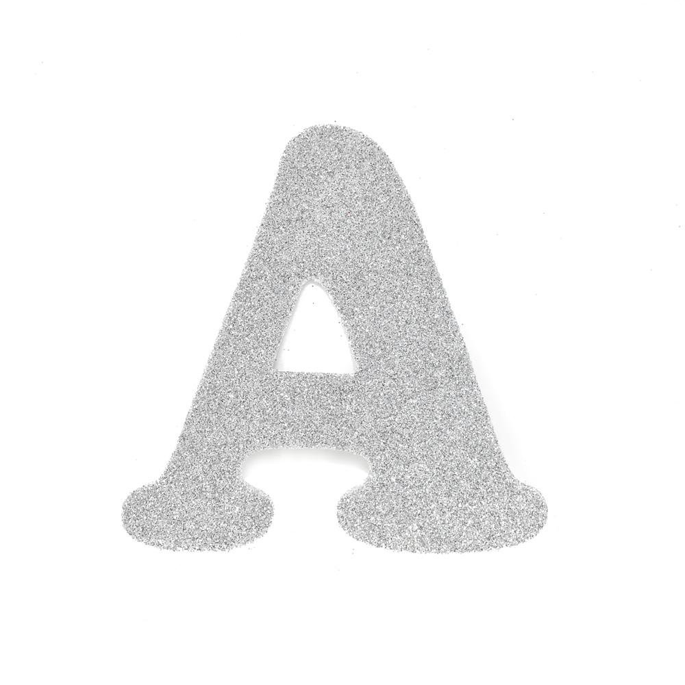 EVA Glitter Foam Letter Cut Out "A", Silver, 41/2Inch, 12Count