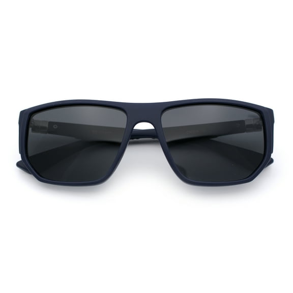 Polarized Mens Flat Top Sport Plastic Geometric Rectangle Sunglasses [Navy - Black]