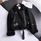 thumbnail image 2 of Chaqueta de piel de oveja sintética para mujer, Parka gruesa, cálida, de gamuza, abrigo corto de motociclista, Invierno, 2 of 5